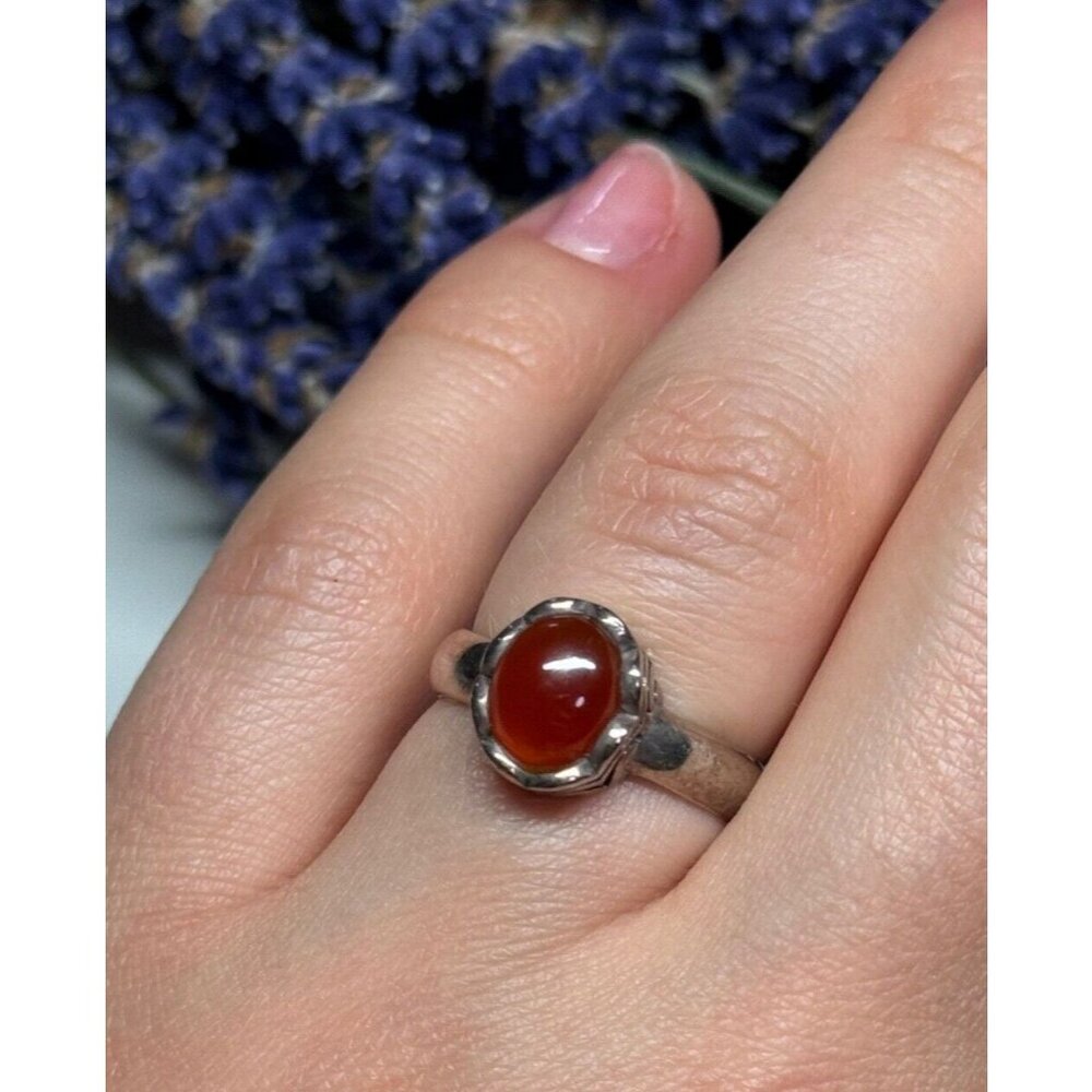 925 STERLING SILVER AMBER RING SIZE 6